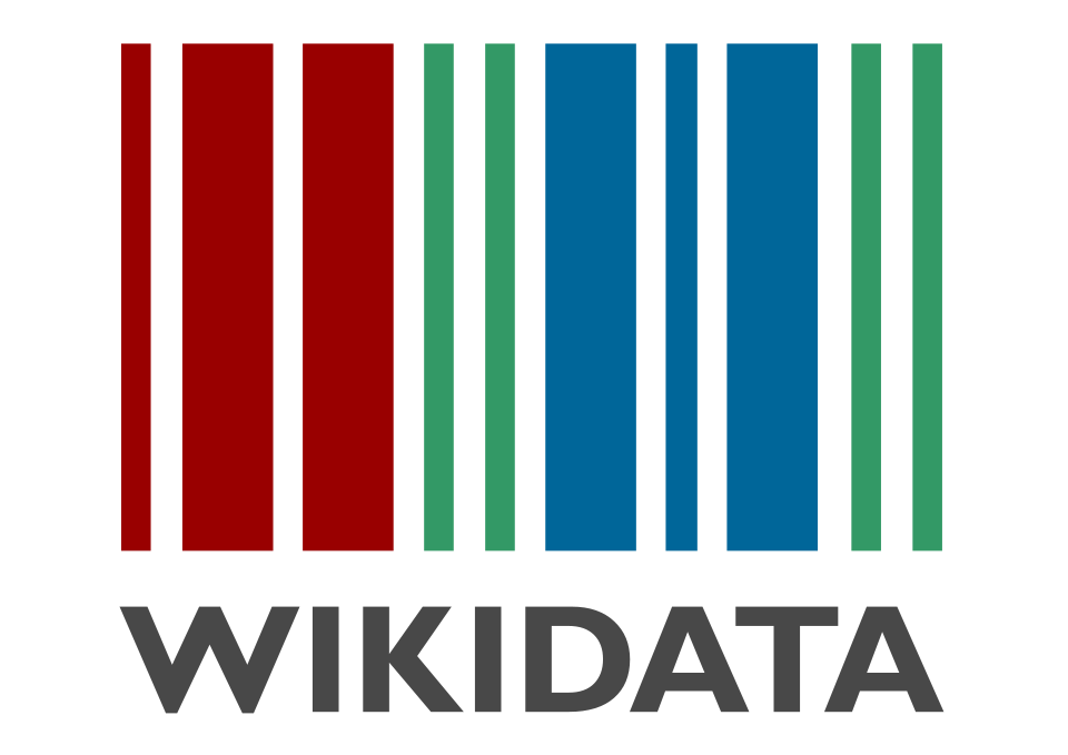 The Wikidata logo, a stylized barcode in red, green, and blue over the word Wikidata